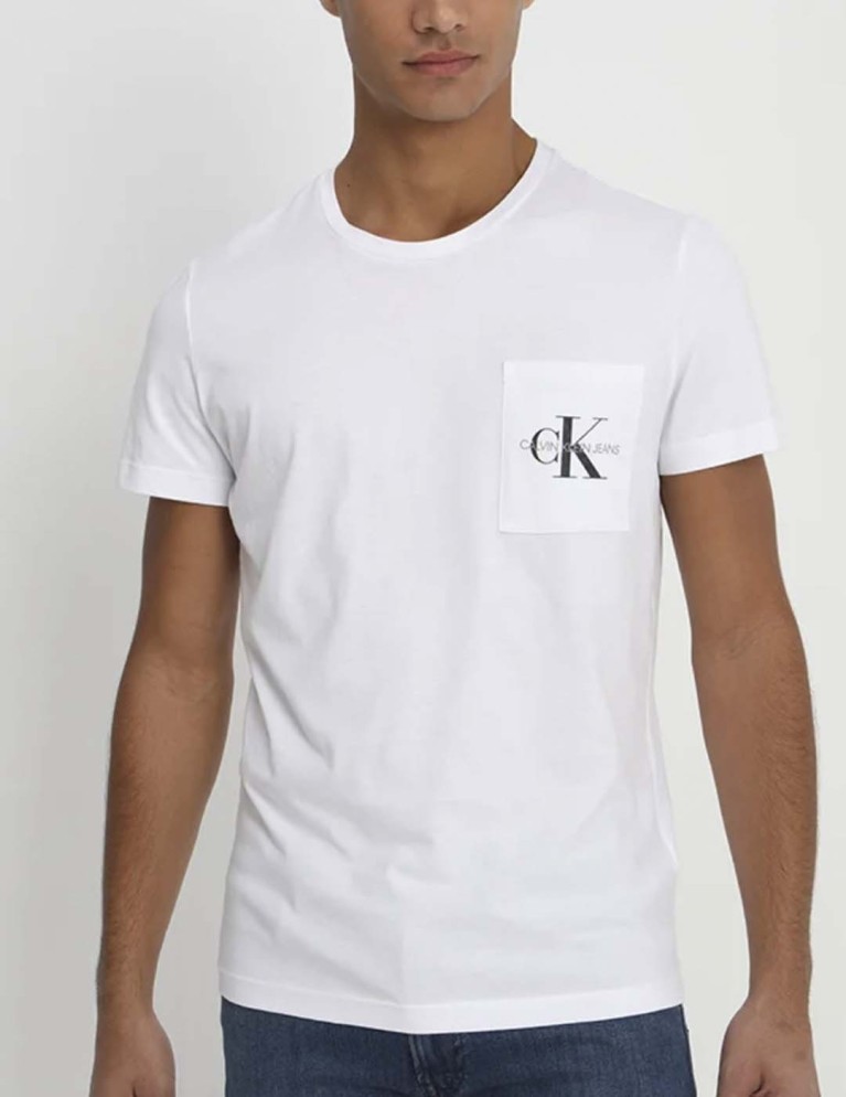 T-shirt CALVIN KLEIN monogram pocket tee white